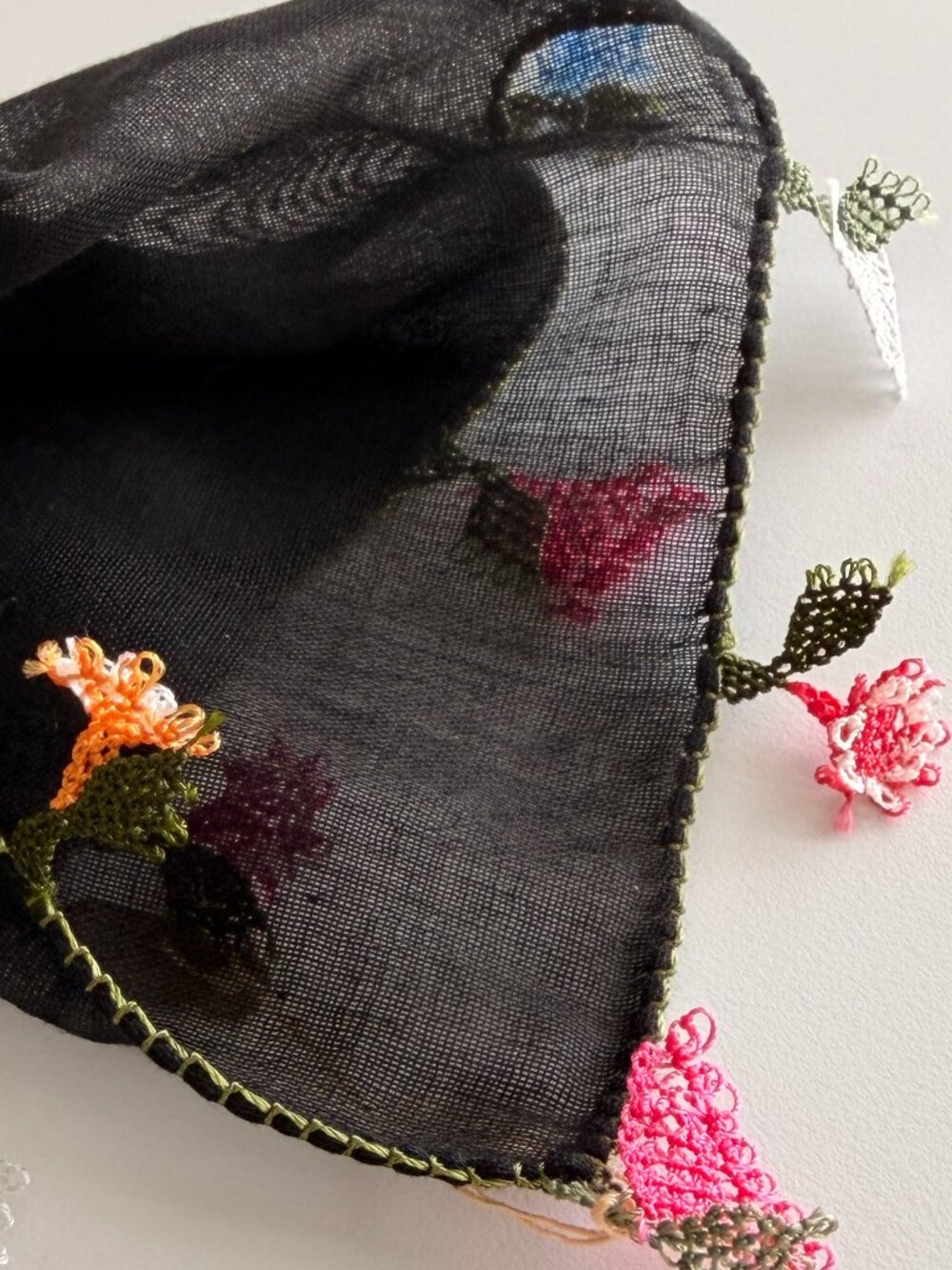 Traditional Turkish Oya Lace Edged Scarf Long Rectangular 100% Lawn Cotton - Picture 6 of 9